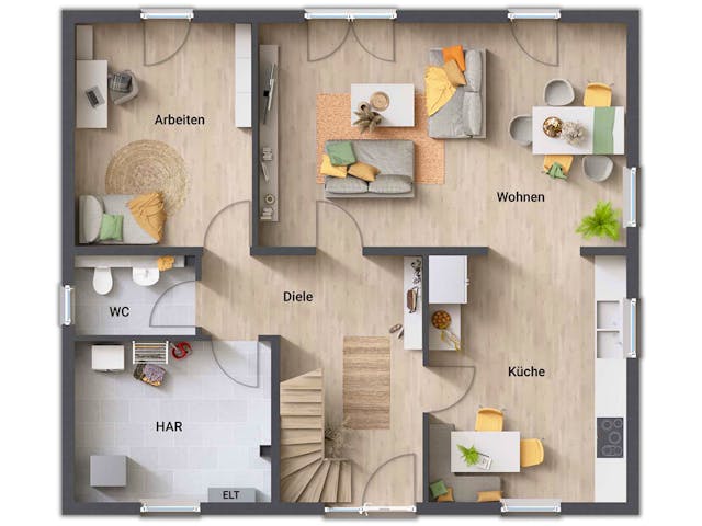 Massivhaus Mitwachshaus Flair 148 von Town & Country Haus Deutschland Schlüsselfertig ab 240750€, Grundriss 2