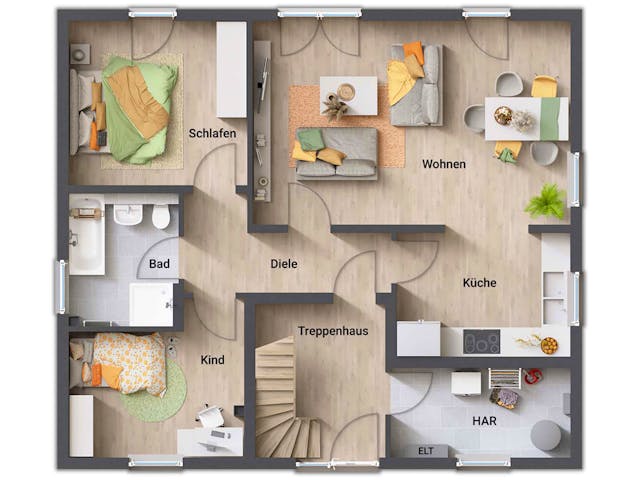 Massivhaus Mitwachshaus Flair 148 von Town & Country Haus Deutschland Schlüsselfertig ab 240750€, Grundriss 3
