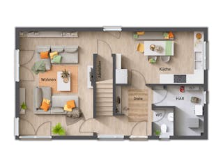 Massivhaus Stadthaus Aura 136 von Town & Country Haus Deutschland Schlüsselfertig ab 267150€, Pultdachhaus Grundriss 1