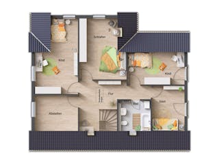 Massivhaus Domizil 192 von Town & Country Haus Deutschland Schlüsselfertig ab 349450€, Satteldach-Klassiker Grundriss 2