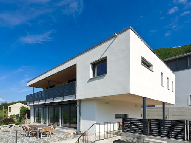 Fertighaus Tessin von Holzhaus Rosskopf Schlüsselfertig ab 499000€, Cubushaus Außenansicht 1