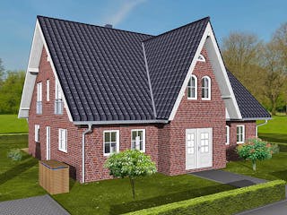 Massivhaus Friesen 188 von BauService Timm, Satteldach-Klassiker Außenansicht 2