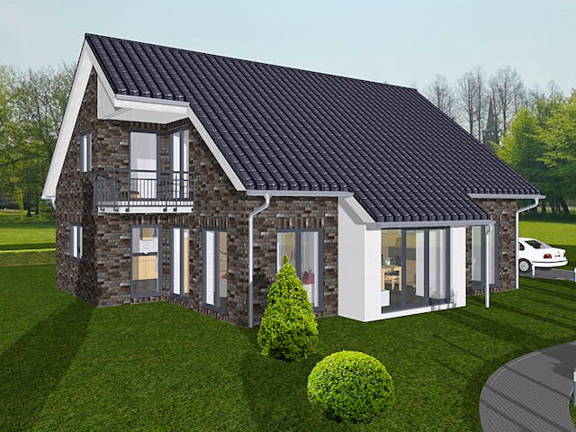 Massivhaus Komfort 155 von BauService Timm, Satteldach-Klassiker Außenansicht 1