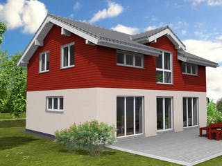 Fertighaus Trendline 142 von Suckfüll Energiesparhaus Schlüsselfertig ab 409894€, Satteldach-Klassiker Außenansicht 1