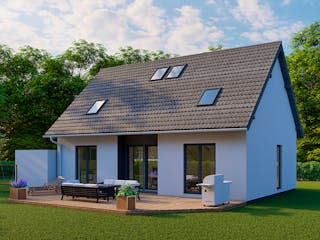 Fertighaus Dimension 90 von Ü-Haus, Satteldach-Klassiker Außenansicht 4