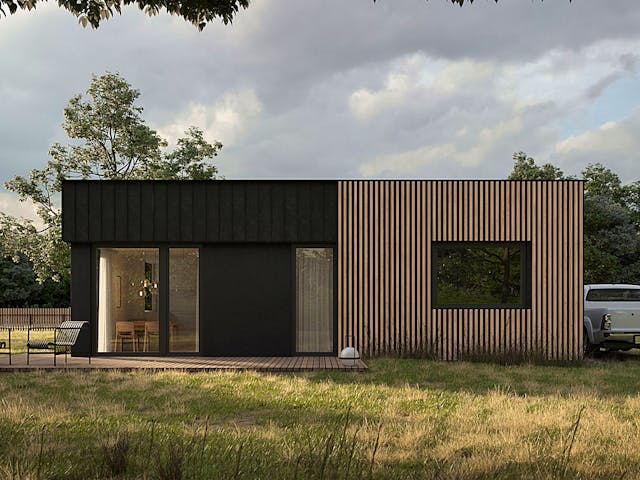 Fertighaus Rohe 98 von Ü-Haus, Bungalow Außenansicht 1