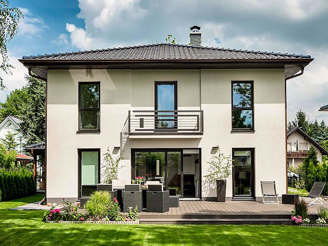 Massivhaus Stadtvilla V_155 von VARIODOMO Bausysteme Schlüsselfertig ab 334580€, Stadtvilla Außenansicht 1