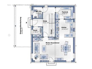 Fertighaus New Design BellaVista von Vario-Haus - Österreich Schlüsselfertig ab 396220€, Cubushaus Grundriss 1