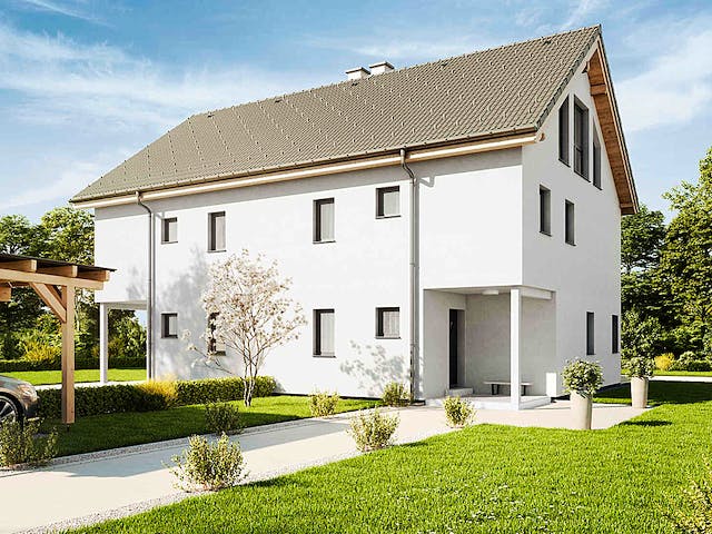 Fertighaus Duplex D113 XL von Vario-Haus - Deutschland Schlüsselfertig ab 404530€, Satteldach-Klassiker Außenansicht 2