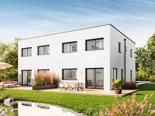 Fertighaus Duplex D124 von Vario-Haus - Deutschland Schlüsselfertig ab 371110€, Cubushaus Außenansicht 1