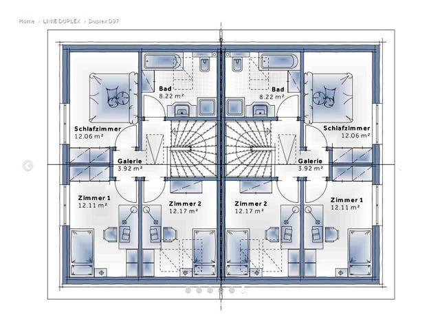 Fertighaus Duplex D97 von Vario-Haus - Deutschland Schlüsselfertig ab 316310€, Satteldach-Klassiker Grundriss 2