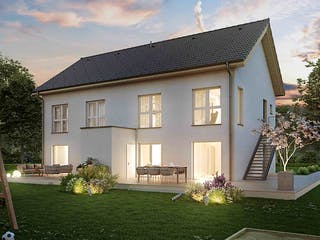 Fertighaus Duplex TRIO von Vario-Haus - Österreich Schlüsselfertig ab 172410€, Satteldach-Klassiker Außenansicht 3