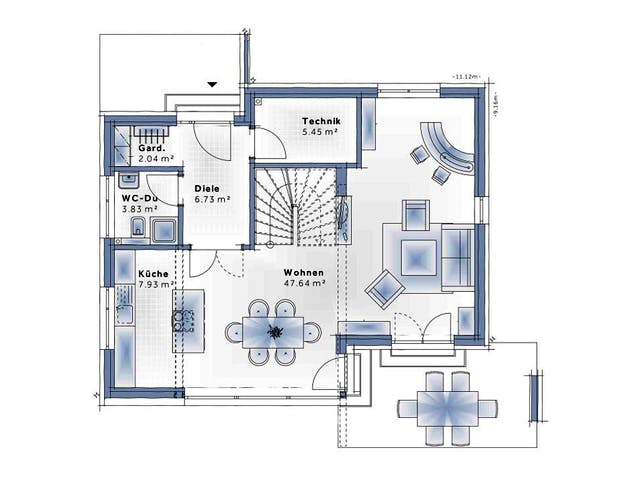 Fertighaus New Design Esprit SMALL von Vario-Haus - Deutschland Schlüsselfertig ab 436450€, Cubushaus Grundriss 1