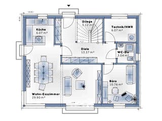 Fertighaus Family Classic von Vario-Haus - Österreich Schlüsselfertig ab 351370€, Satteldach-Klassiker Grundriss 1