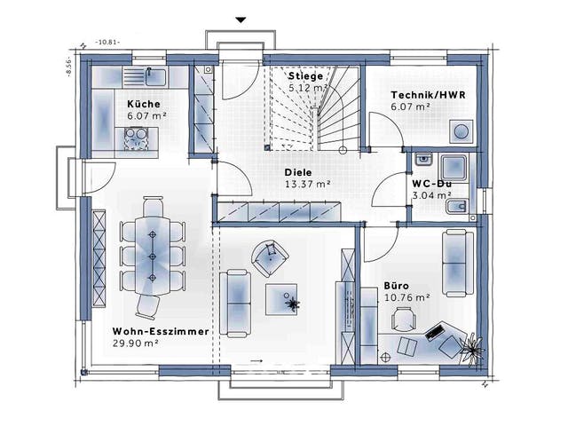 Fertighaus Family Classic von Vario-Haus - Deutschland Schlüsselfertig ab 385330€, Satteldach-Klassiker Grundriss 1