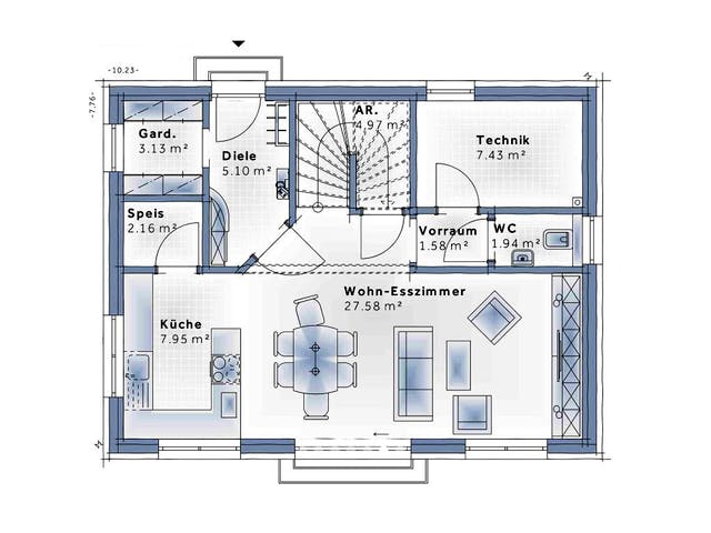 Fertighaus Family Flex von Vario-Haus - Deutschland Schlüsselfertig ab 361890€, Cubushaus Grundriss 1