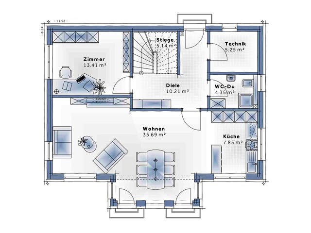 Fertighaus Family Life von Vario-Haus - Österreich Schlüsselfertig ab 345680€, Stadtvilla Grundriss 1