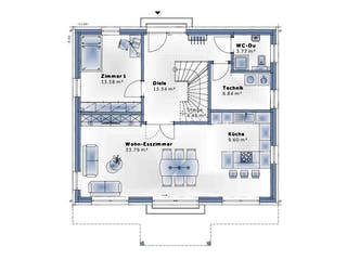 Fertighaus New Design Five von Vario-Haus - Österreich Schlüsselfertig ab 438550€, Stadtvilla Grundriss 1