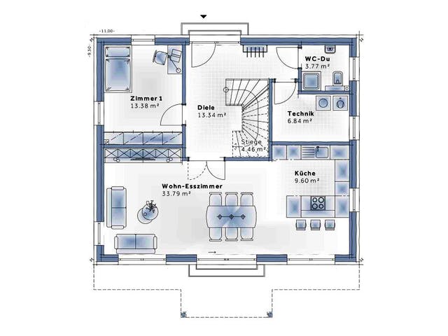 Fertighaus New Design Five von Vario-Haus - Deutschland Schlüsselfertig ab 461530€, Stadtvilla Grundriss 1