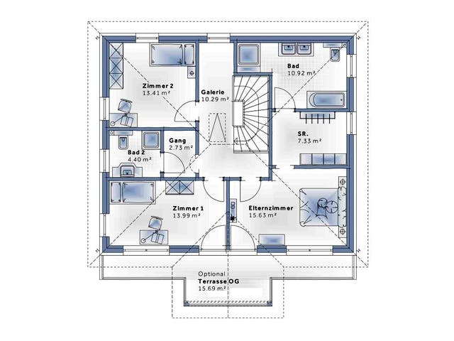 Fertighaus New Design Five von Vario-Haus - Deutschland Schlüsselfertig ab 461530€, Stadtvilla Grundriss 2