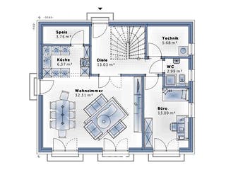 Fertighaus New Design Novum von Vario-Haus - Österreich Schlüsselfertig ab 411940€, Satteldach-Klassiker Grundriss 1
