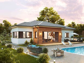 Fertighaus Bungalow S141 SMALL von Vario-Haus - Deutschland Schlüsselfertig ab 394710€, Bungalow Außenansicht 1