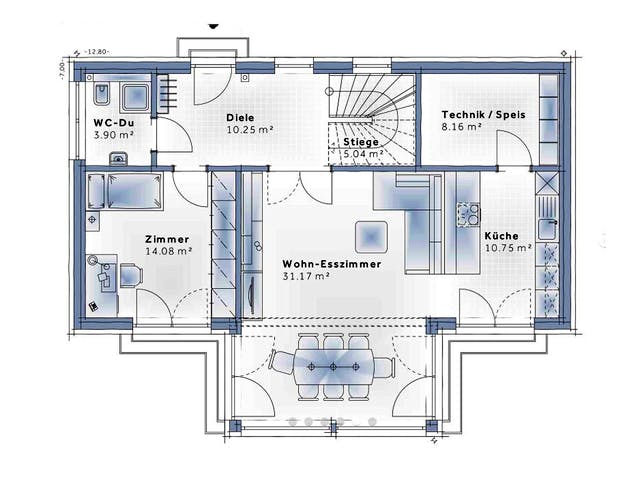 Fertighaus New Design Solair von Vario-Haus - Deutschland Schlüsselfertig ab 377810€, Cubushaus Grundriss 1