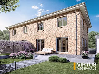 Massivhaus Doppelhaus V150 von Virtus Massivhaus Schlüsselfertig ab 222900€, Stadtvilla Außenansicht 1