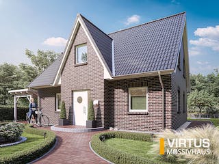 Massivhaus Friesenhaus V140 von Virtus Massivhaus Schlüsselfertig ab 226500€, Satteldach-Klassiker Außenansicht 1