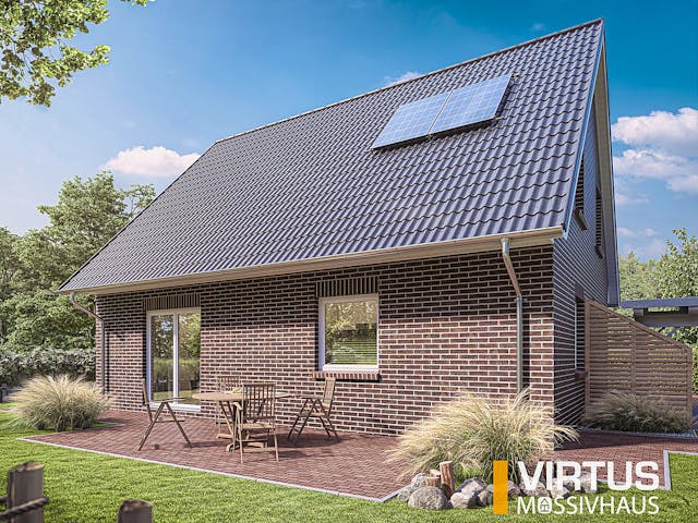 Massivhaus Friesenhaus V150 von Virtus Massivhaus Schlüsselfertig ab 230900€, Satteldach-Klassiker Außenansicht 1 Massivhaus Friesenhaus V150 von Virtus Massivhaus Schlüsselfertig ab 230900€, Satteldach-Klassiker Außenansicht 1