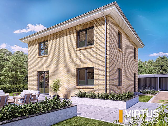 Massivhaus Stadtvilla V130 von Virtus Massivhaus Schlüsselfertig ab 224900€, Stadtvilla Außenansicht 1 Massivhaus Stadtvilla V130 von Virtus Massivhaus Schlüsselfertig ab 224900€, Stadtvilla Außenansicht 1