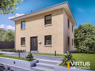 Massivhaus Stadtvilla V130 von Virtus Massivhaus Schlüsselfertig ab 244900€, Stadtvilla Außenansicht 2
