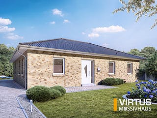 Massivhaus Winkelbungalow V115 von Virtus Massivhaus Schlüsselfertig ab 210500€, Bungalow Außenansicht 2