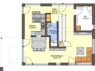 Fertighaus Vitalis 135 von Büdenbender Hausbau, Satteldach-Klassiker Grundriss 1