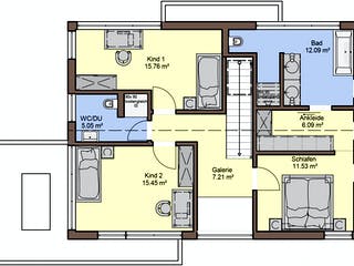 Fertighaus Vitalis 155 von Büdenbender Hausbau, Satteldach-Klassiker Grundriss 2