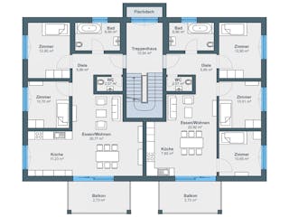Fertighaus Vielseitiger Gewerbebau mit Mitarbeiter-Wohnungen von Bau-Fritz - Mehrfamilienhäuser, Stadtvilla Grundriss 2