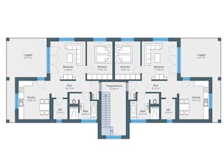 Fertighaus Mehrfamilienhaus mit 6 Wohnungen in Holzfertigbauweise von WeberHaus - Mehrfamilienhäuser, Cubushaus Grundriss 3