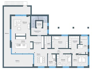 Fertighaus Mehrgenerationenhaus mit 4 Mietwohnungen von WeberHaus - Mehrfamilienhäuser, Cubushaus Grundriss 3