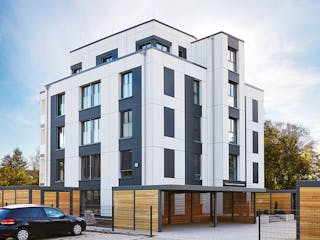 Fertighaus Mehrfamilienhaus mit Wohnqualität auf hohem Niveau von WeberHaus - Mehrfamilienhäuser, Cubushaus Außenansicht 1