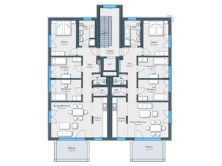 Fertighaus Mehrfamilienhaus mit Wohnqualität auf hohem Niveau von WeberHaus - Mehrfamilienhäuser, Cubushaus Grundriss 2
