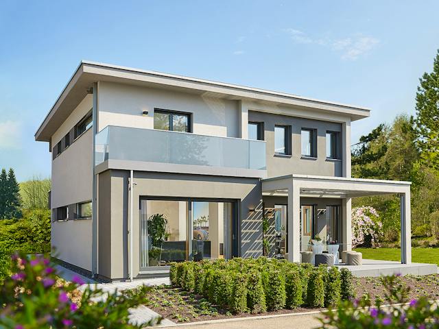 Fertighaus Ausstellungshaus Fellbach Stadtvilla von WeberHaus Schlüsselfertig ab 525000€, Stadtvilla Außenansicht 1