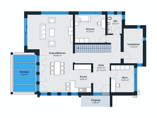 Fertighaus Ausstellungshaus Fellbach Stadtvilla von WeberHaus Schlüsselfertig ab 525000€, Stadtvilla Grundriss 1