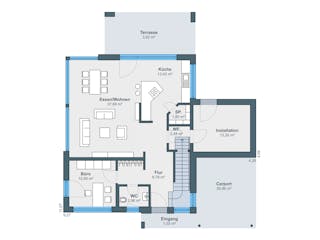 Fertighaus Ausstellungshaus Rheinau-Linx CityLife 700 von WeberHaus Schlüsselfertig ab 405000€, Cubushaus Grundriss 1