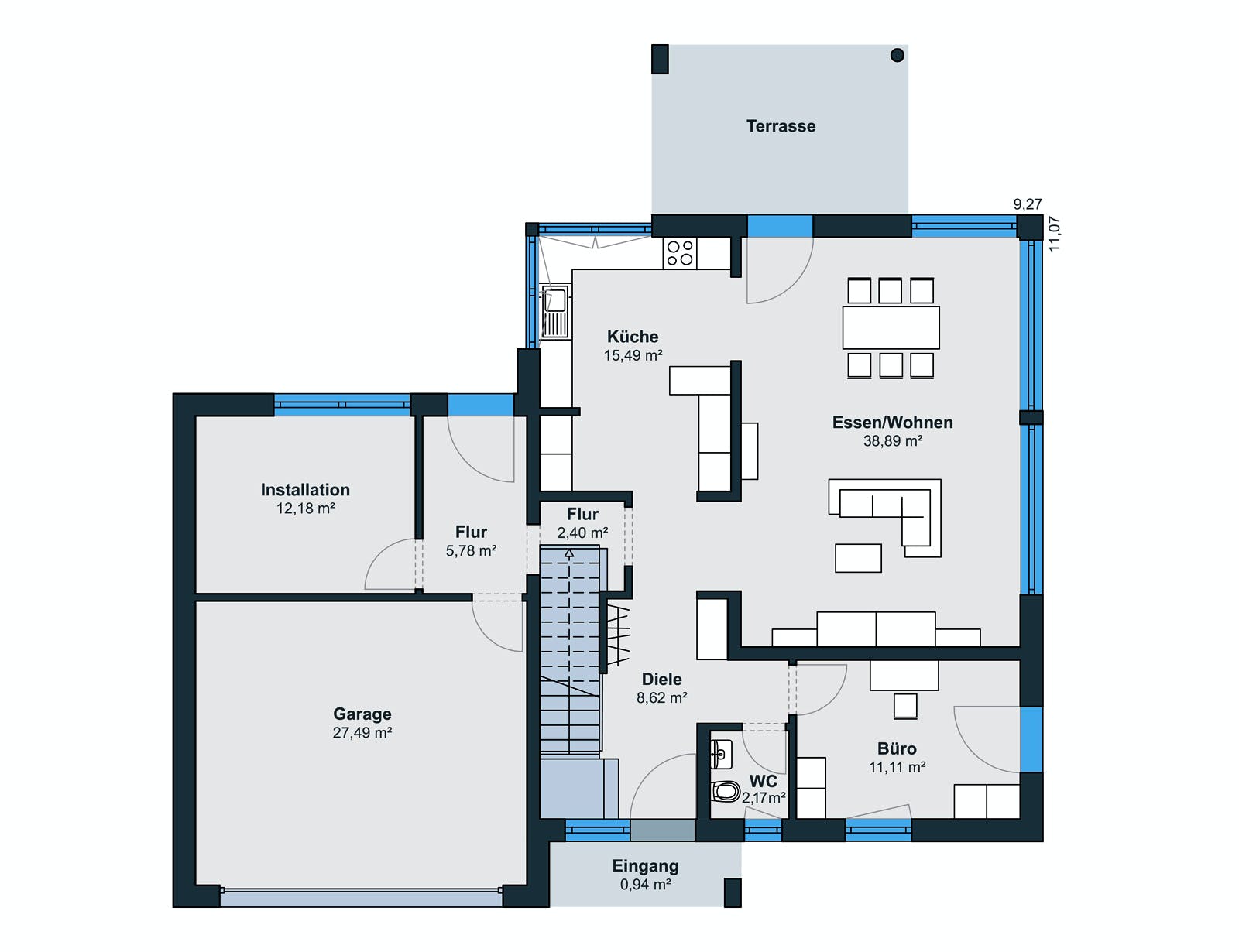 Fertighaus Ausstellungshaus Wenden CityLife 700 von WeberHaus Schlüsselfertig ab 489000€, Stadtvilla Grundriss 1