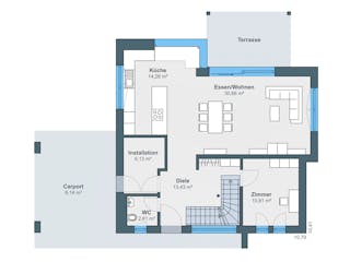 Fertighaus Ausstellungshaus Wenden generation5.5 110 von WeberHaus Schlüsselfertig ab 373000€, Grundriss 1