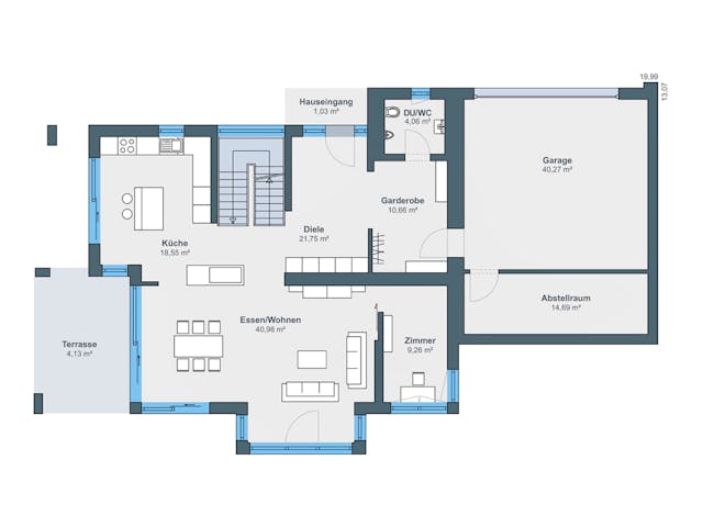 Fertighaus Ausstellungshaus München von WeberHaus, Cubushaus Grundriss 1