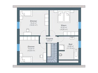 Fertighaus Jubiläumshaus Balance 205 von WeberHaus Schlüsselfertig ab 318650€, Satteldach-Klassiker Grundriss 2
