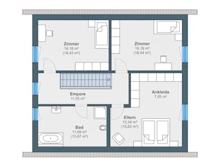 Fertighaus Jubiläumshaus Balance 355 von WeberHaus Schlüsselfertig ab 348650€, Satteldach-Klassiker Grundriss 2