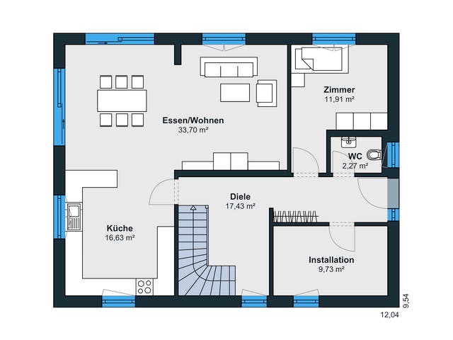 Fertighaus Kundenhaus Balance 300 von WeberHaus Schlüsselfertig ab 370800€, Satteldach-Klassiker Grundriss 1