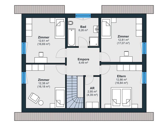 Fertighaus Kundenhaus Balance 300 von WeberHaus Schlüsselfertig ab 370800€, Satteldach-Klassiker Grundriss 2